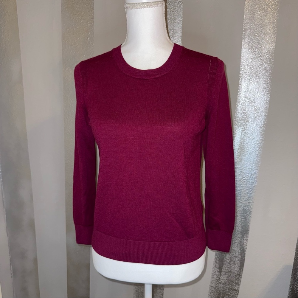 Banana Republic Burgundy Long‎ Sleeve Thin Merino Wool Sweater Casual Minimalist